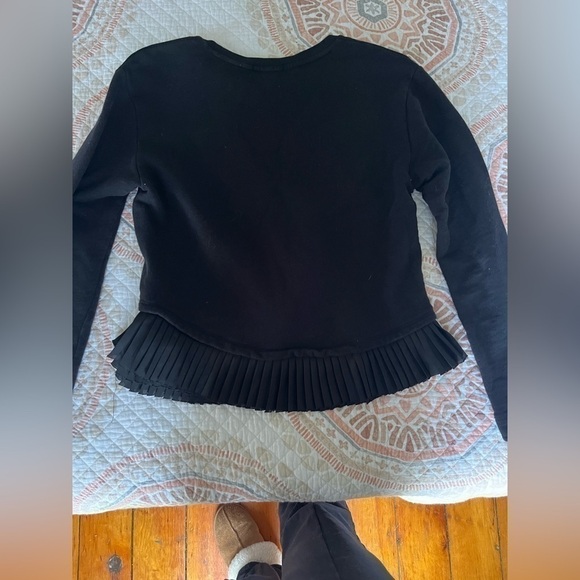J.Crew Fun Black ruffle crew neck sweater XS - Picture 5 of 5